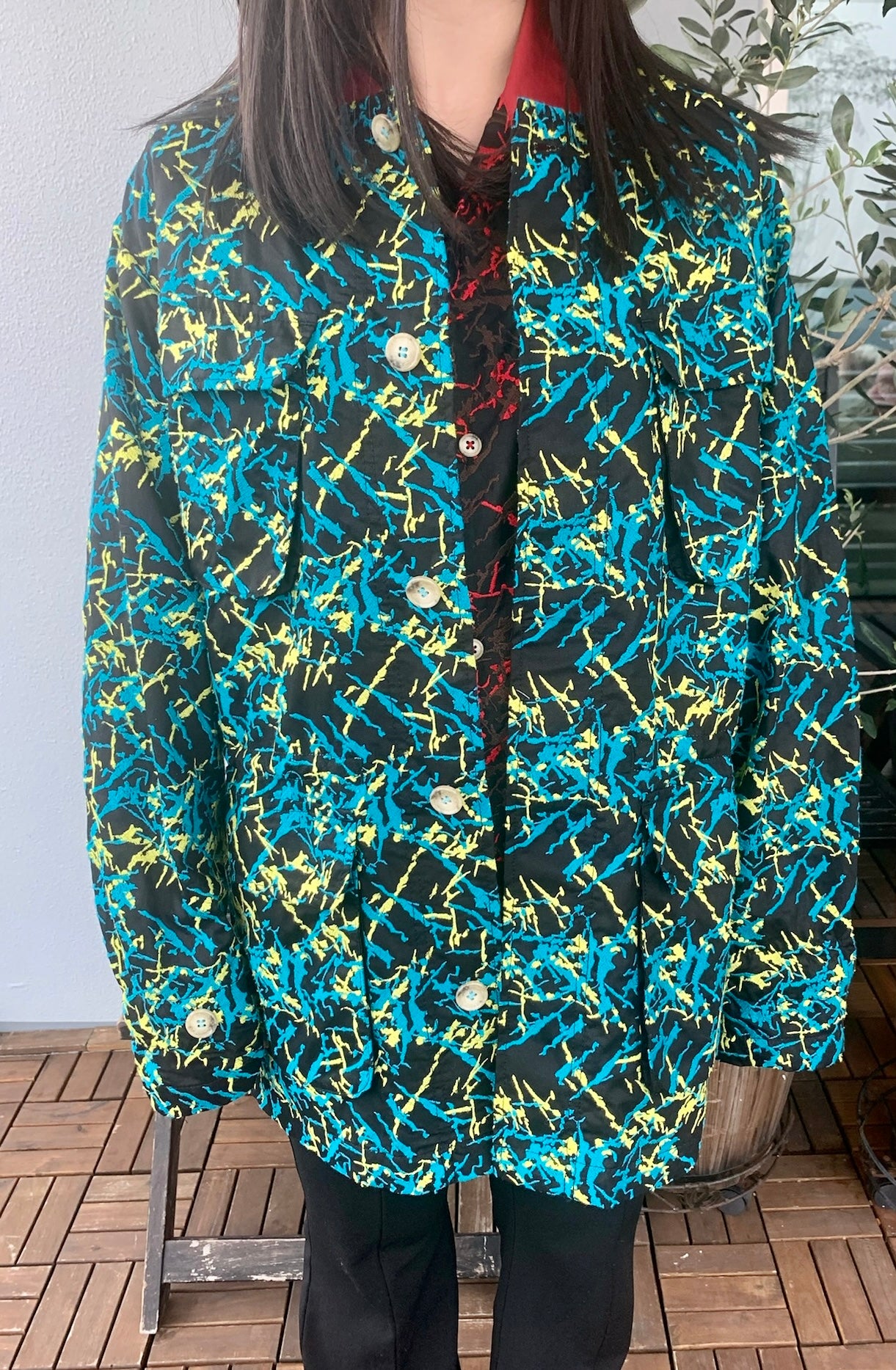 neon print no collar jacket　[ネオプリントノーカラージャケット]　RG01 FJ01